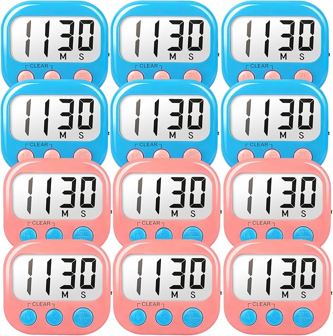 Classroom Timers for Teachers Kids Large Magnetic Digital Timer Teacher Supplies 12 Pack-Blue Pink