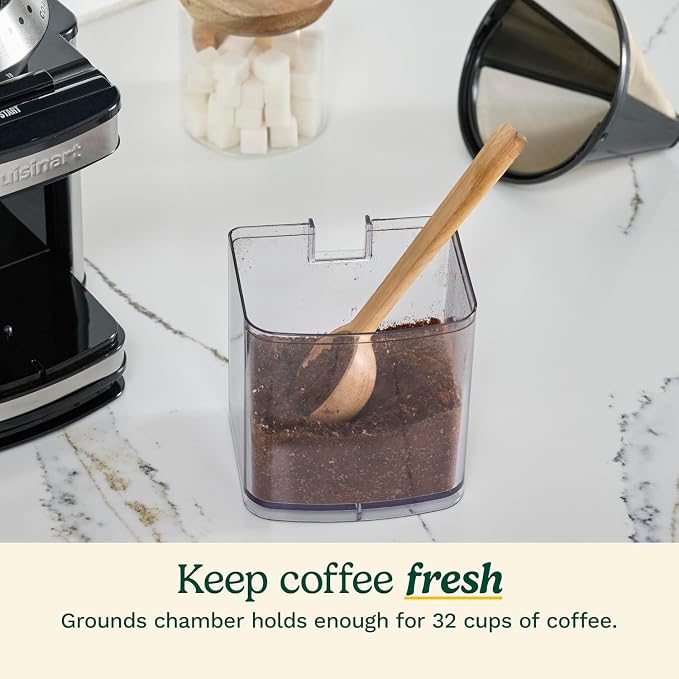 Cuisinart Coffee Grinder, Electric One-Touch Automatic Burr Coffee Grinder with 18-Position Grind Selector, Cup Size Selector for 4 – 18 Cups, Black Stainless Steel