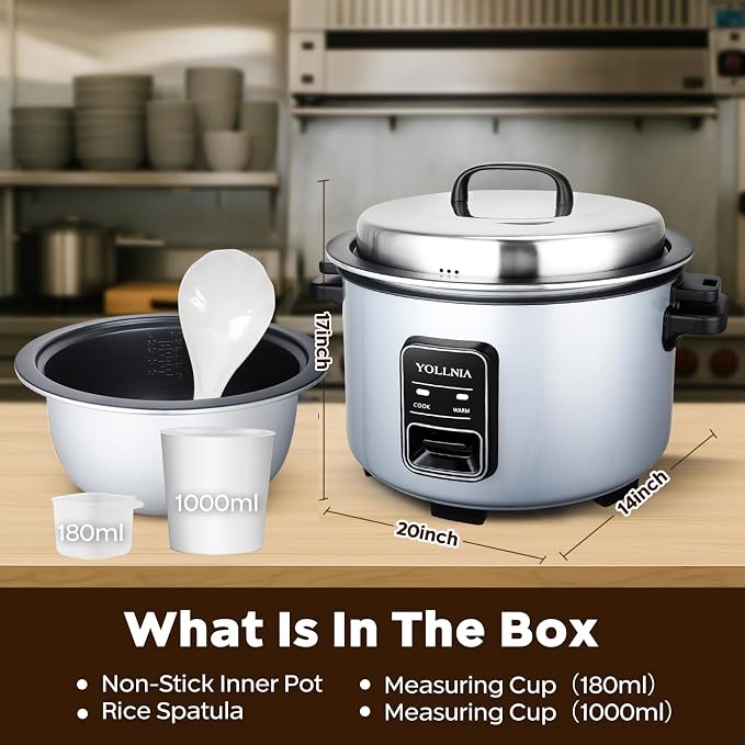 15L Commercial Rice Cooker 84 cup(Cooked) Extra Large Rice Cooker | 24-hour Keep Warm| One Touch Operation,Food Warmer with nonstick pot |1350W Fast Cooking Electric Rice Cooker for Restaurant