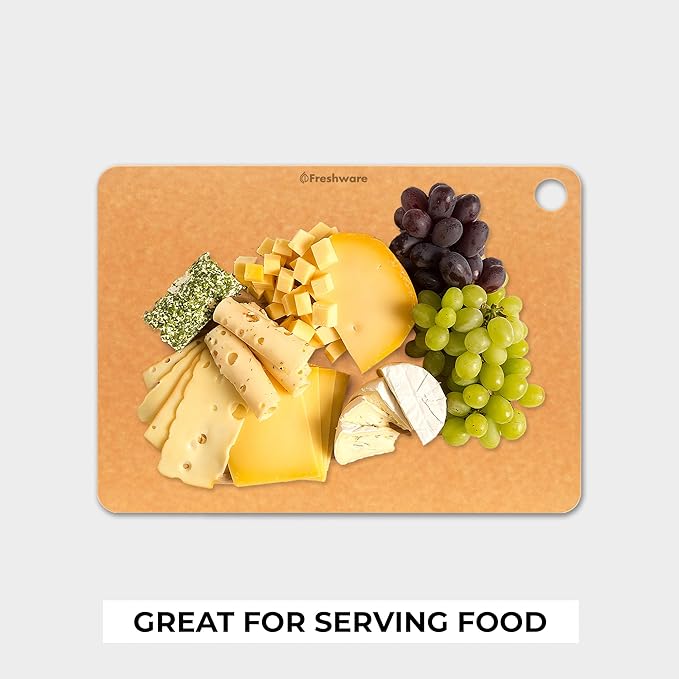 Freshware Wood Cutting Boards for Kitchen, Dishwasher Safe, Medium 12" x 9" and Large, 15" x 11.25", Set of 2, Natural