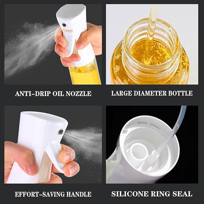 Oil Sprayer for Cooking -200ml Glass Olive Oil Sprayer, Cooking Sprayer, Kitchen Gadgets for Air Fryer, Canola Oil Spritzer, Widely Used for Salad Making, Baking, Frying, BBQ (Yellow)