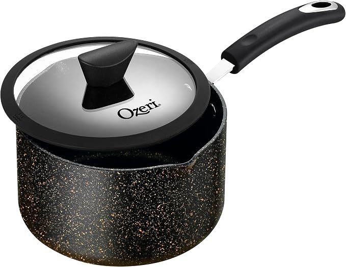 The All-In-One Stone Saucepan and Cooking Pot By Ozeri | Utilizes A Stone-derived Coating From Germany That Is 100% Free of APEO, GenX, PFBS, PFOS, PFOA, NMP and NEP