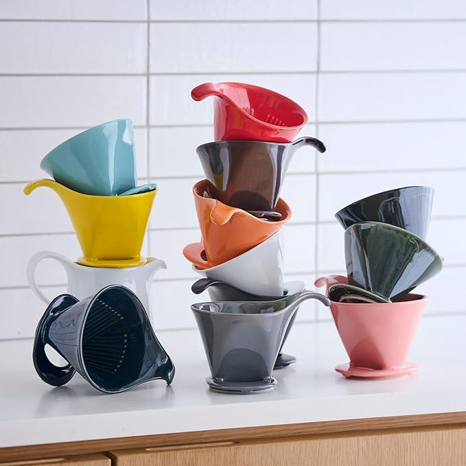 ZERO JAPAN - Bee House Pour Over Coffee Dripper - Ceramic Coffee Maker with Elegant Peek Hole, Drip Cone Brewer Coffee Gifts, Brewing Accessories - Tomato, Standar Size