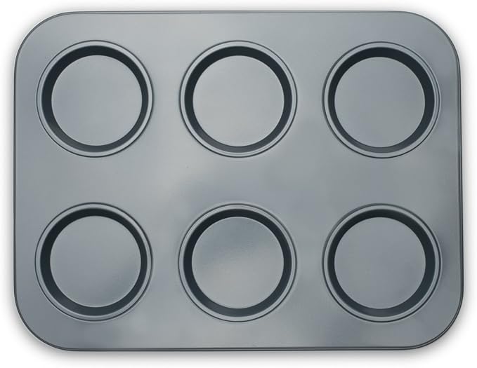 Fox Run Large Muffin Top Pan, 6 Cup Nonstick Muffin Top Baking Tin | Nonstick For Easy Release & Cleaning | Carbon Steel Pan Evenly Bakes | Makes 6 Muffin Tops or Burger Buns | Baking Gadget