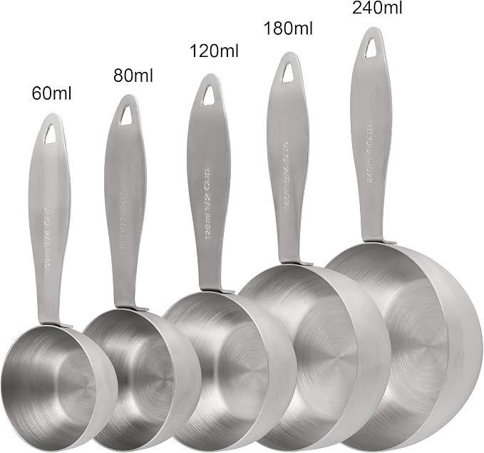 Measuring Cups and Spoons, 12 Piece Metric & US 18/8 Stainless Steel Measuring Cup and Spoon Set, Dry Metal Measuring Cups Spoons & Leveler & Measure Equivalents for Kitchen & Baking