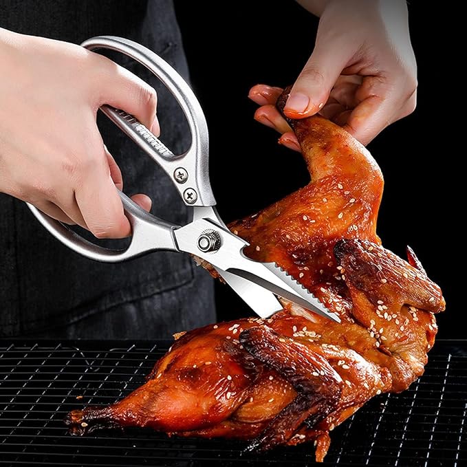Sharp Kitchen Scissors Aluminum Alloy Handle Stainless Steel Cooking Shears | Heavy Duty Stainless Steel Cooking Shears, Sharp Multi-Purpose Food Scissors for Cutting Chicken, Meat, Poultry, Seafood