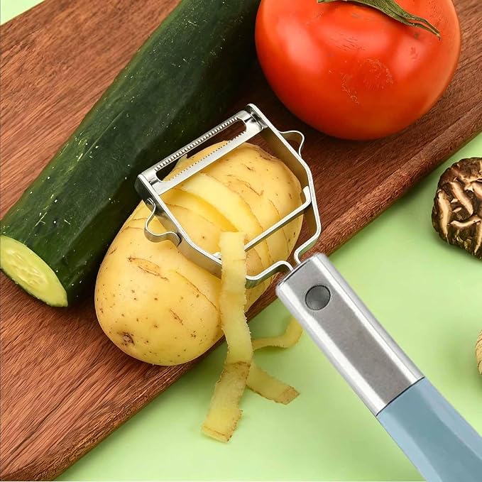 Y-Shaped Vegetable Peeler Non-Slip Stainless Steel Handle for Potato | Ergonomic Handle,Swivel Serrated Blade,Built-in Potato Eye Remover,Fits Pumpkin Veggie, Peelers for Kitchen,Dishwasher Safe