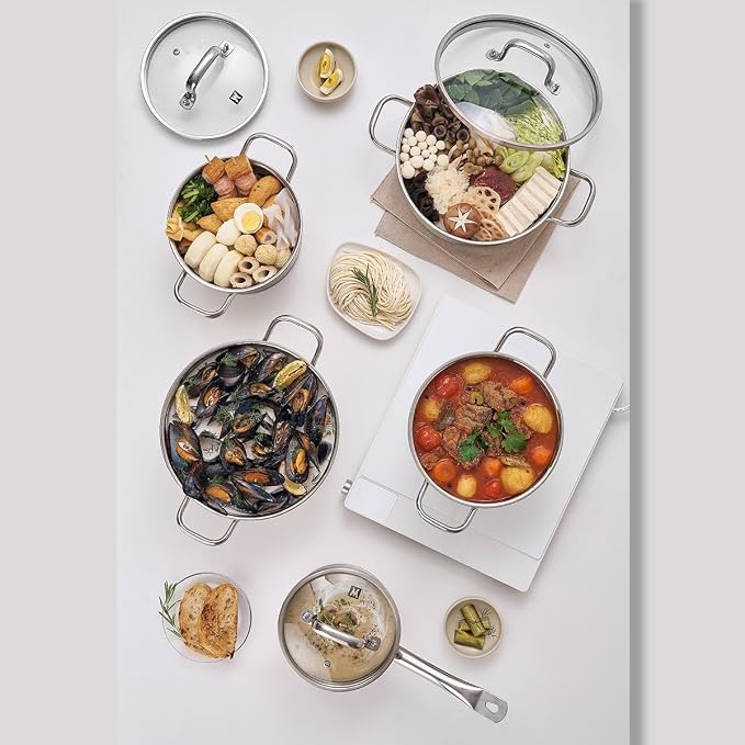 WAGENSTEIGER 2.23 Quarts 3-Ply Stainless Steel Saucepan with Aluminum Core, Tempered Glass Lid, Compatible with All Cooktops, Quick & Even Heating, Rust & Corrosion Resistant (6.89" Diameter)