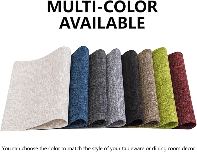 Placemats Set of 6, Bilayer Thickened Linen Place Mats Heat Resistant Machine Washable Wrinkle Free Carefully Selected Polyester Mats for Kitchen/Dining/Coffee Table (Cream Beige)