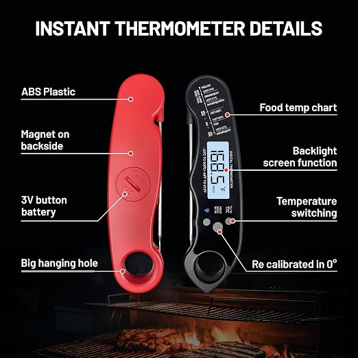 𝟮𝟬𝟮𝟲 𝙐𝙥𝙜𝙧𝙖𝙙𝙚𝙙 Instant Read Digital Meat Thermometer by puxyblue - 2 Pack Waterproof & Super Fast Food Thermometer Widely Used for Indoor & Outdoor Cook, Grill, Bake, BBQ, Candy Making