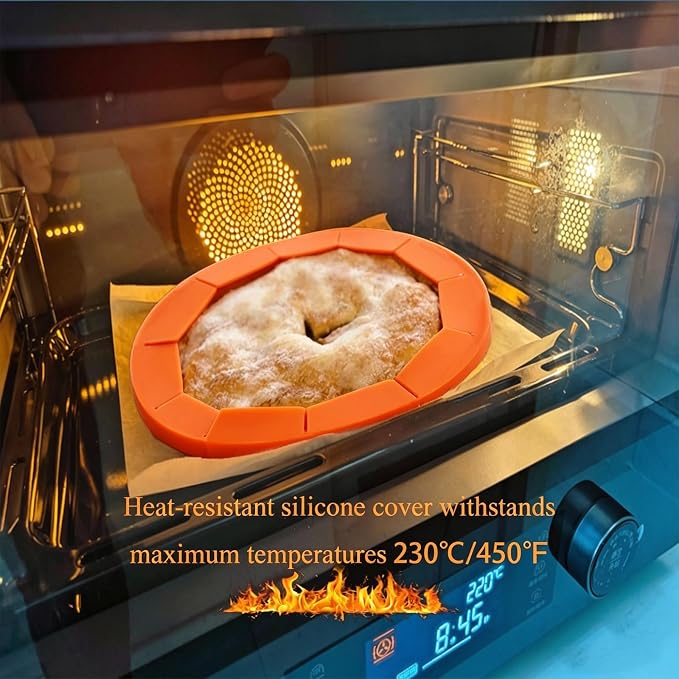 Easily Adjustable Silicone Pie Crust Protector, Fits8-11.5" Pie Crust | Food-Grade Pie Crust shield, Prevents Crust Edges from Burning,2 Anti-Slip Clips, Oven/Microwave/Dishwasher Safe,orange,2pcs