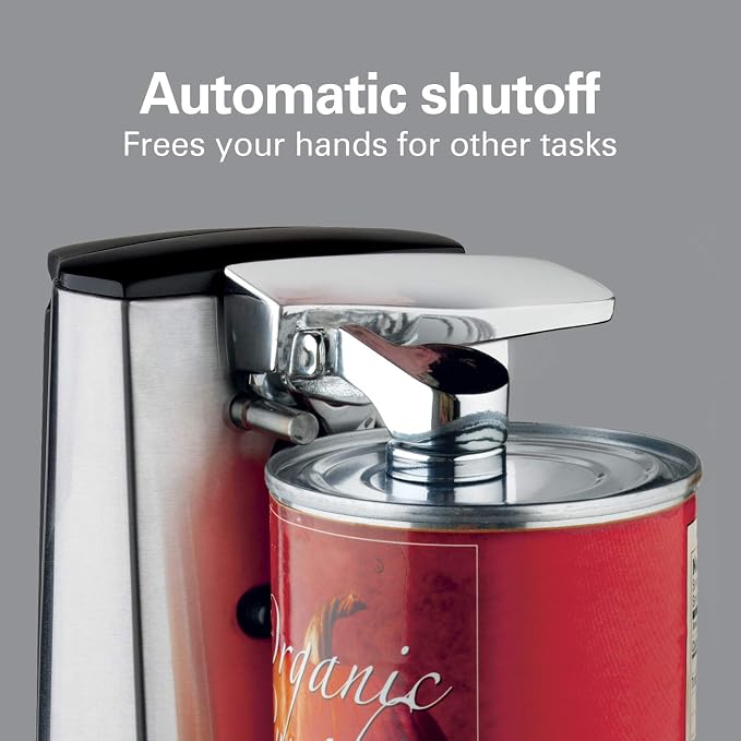 Hamilton Beach Extra-Tall Electric Can Opener Knife Sharpener | Easy-Clean Detachable Cutting Lever & Blade | Cord Storage | Automatic Shutoff | Brushed Stainless Steel | 76700G