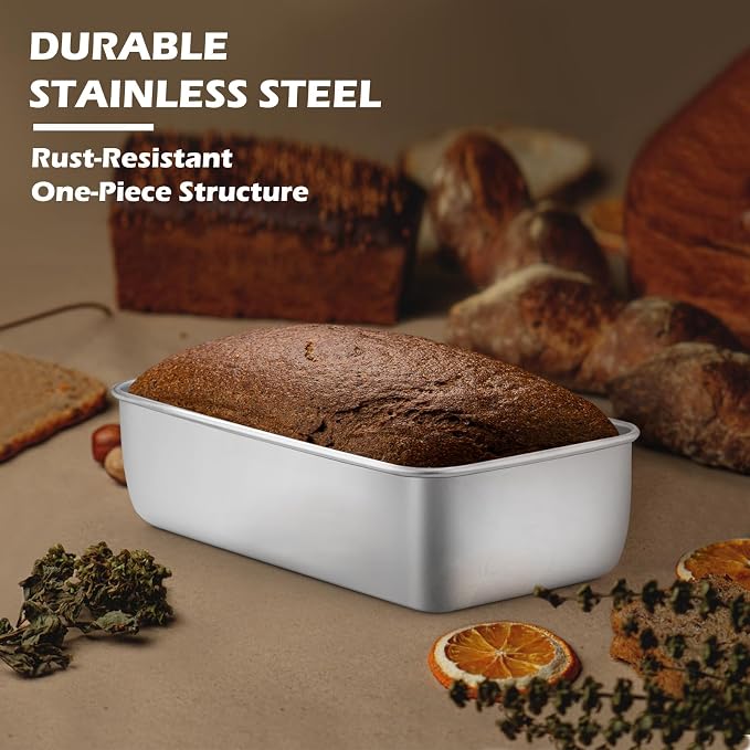 Leonyo Non-Toxic 9x5IN Stainless Steel Loaf Pan for Baking Bread,12 Pack | Metal Sandwich Bread Loaf Pans, Bread Pan Tins for Homemade Meatloaf Cakes Brownies Lasagnas, Dishwasher Oven Safe