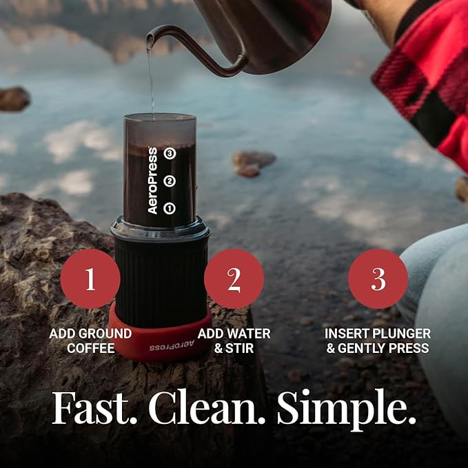 AeroPress Go Extra Small Portable Coffee Maker Kit | Travel, Hiking & Camping, All-in-One French Press, Pour-Over & Espresso Style Manual Brewer, 2 Min Brew