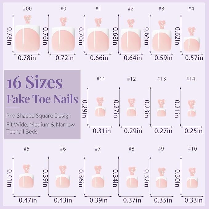 160pcs French Tip Toe Nail Press ons - Nude Press on Toenails for Women, Full Cover Toe Press on Nails with Adhesive Tabs, Fake Toenails Tips