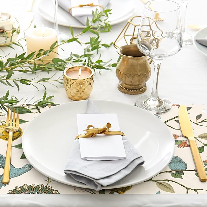 AnyDesign 50 Pack Blue Bird Paper Place Mats Fresh Lemon Tree Disposable Placemat 11 x 17 Inch Vintage Decorative Paper Table Mats for Dinner Table Setting Wedding Birthday Party Supplies