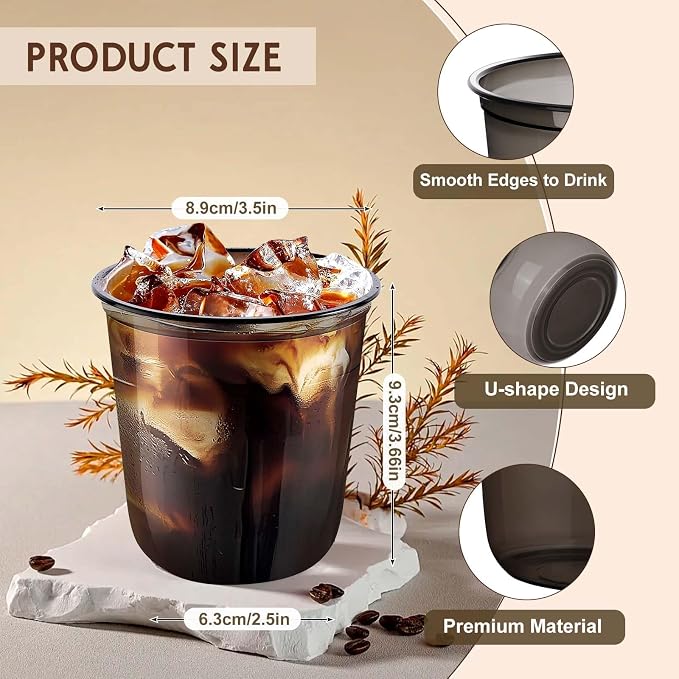 KesaPlan 50Pcs 12oz Black Plastic Party Cups, Disposable Wine Cocktail Cups | Cute Crystal Wine Stemless Glasses, Round Bottom PET Cold Drink Cups for Halloween Graduation Wedding Birthday Meeting Party