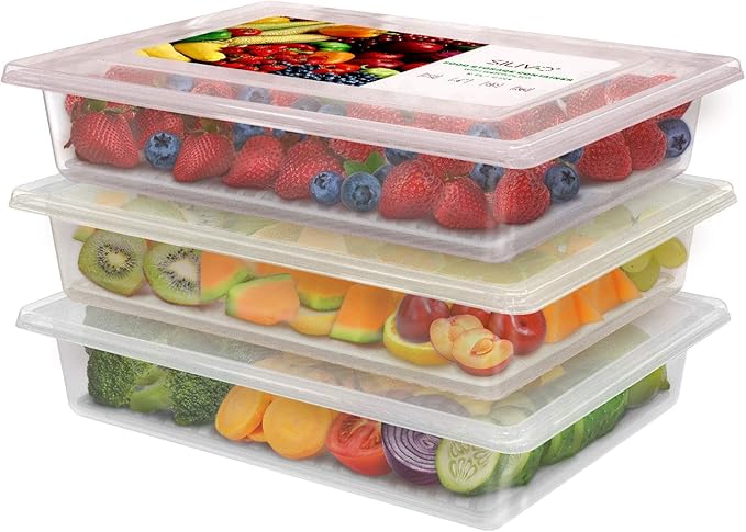SILIVO Fridge Produce Saver Containers (3 Pack) - 2.5L Drain Tray Keeps Veggies, Fruits, Lettuce Fresh