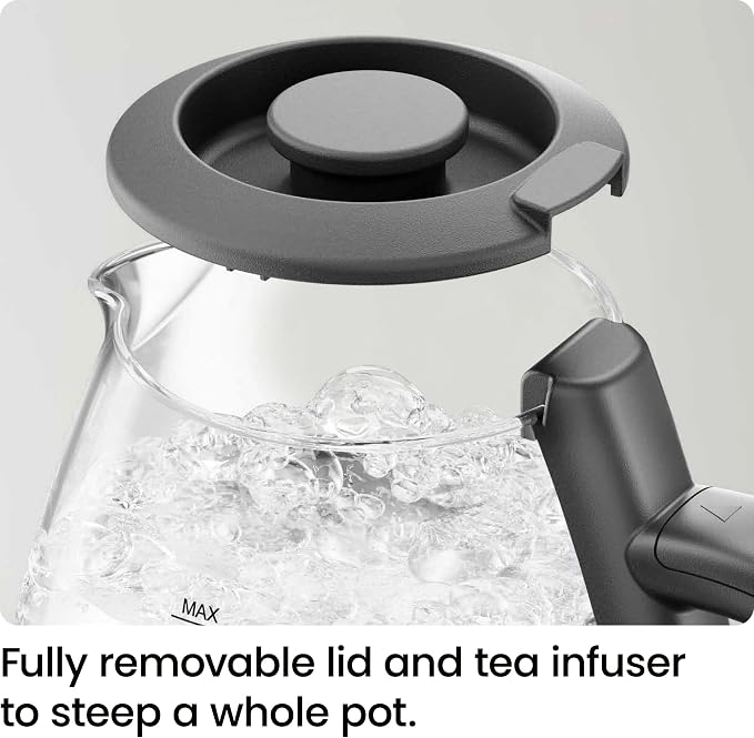Chefman Electric Kettle with Tea Infuser, Compact 1L (4 Cups), 1500W, Removable Lid for Easy Cleaning, Boil-Dry Protection, Stainless Steel Filter, BPA Free, Auto Shut Off, Small Electric Tea Kettle