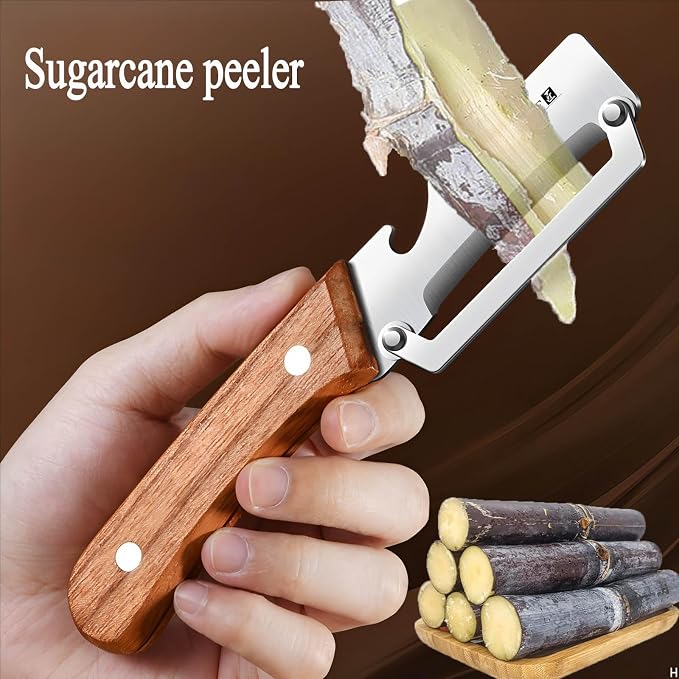 Vegetable Peeler Wooden Handle Sharp Stainless Steel Blade for Fruit | 2-in-1 Multifunctional Peeler,Anti-slip,Zero Snag,Built-in Bottle Opener,Peelers for Kitchen Veggie Potato Pumpkin Apple