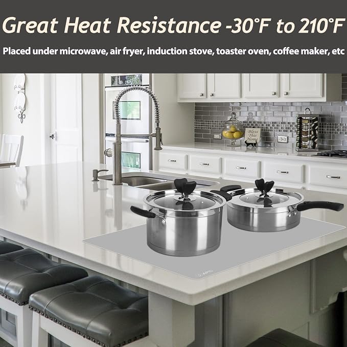 1.5MM Extra Thick Placemats Large Silicone Mat Heat Resistant Table Mat | 28" x 20" Kitchen Countertop Protector, Washable Place Mats Silicone Mats for Kitchen Counter Mat Table Mat, Grey, Sapid
