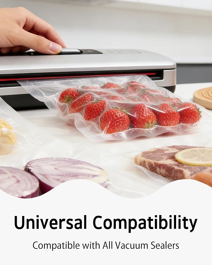 Syntus 100 PCS Vacuum Sealer Bags, Pint Size 6" x 10" Precut Seal Bags | BPA Free, Single-Side Textured, Microwave Sous Vide Cooking, Prevent Freezer Burn, 4mil Thick, Works with Most Vacuum Sealers