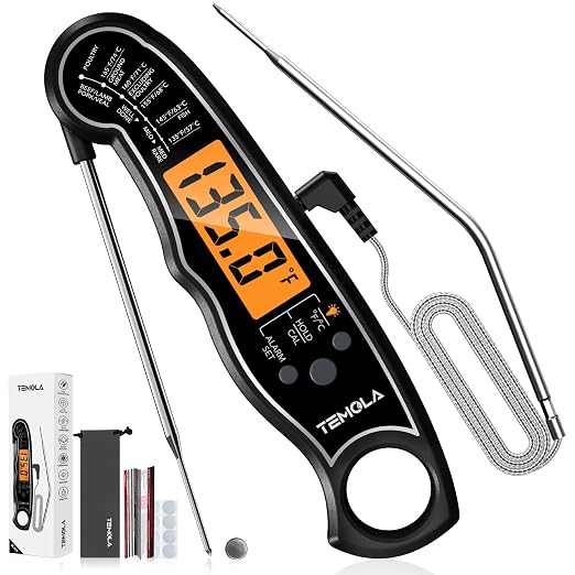 Meat Thermometer, Instant Read Food Thermometer for Cooking, Digital Food Thermometer with LCD Backlight for Candy Fry Grill BBQ Liquids, Kitchen Oven Safe Dual Probe 2 in 1 Thermometer | Digital LCD Backlight for Candy Fry Grill BBQ Liquids, Kitchen O...
