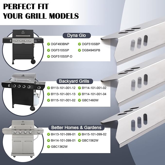 Hiorucet DGF493BNP Drip Pan Replacement Parts, Adjustable 24''-30'' Grease Tray & Heat Plate Tent for Dyna Glo DGF493BNP, DGF510SBP, DGF510SSP, Backyard Grill BY13-101-001-12, BY14-101-001-02.