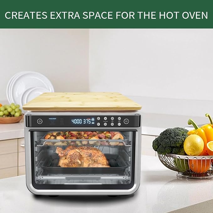 Bamboo Cutting Board Compatible with Ninja DT201/DT251 Foodi and Emeril Lagasse 26QT Air Fryer, 16.3"x13.1" Features Heat-Resistant Non-Skid Feet to Create Storage Space and Protect Countertops