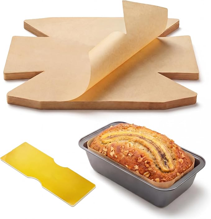 Bake Choice 100 Pcs Loaf Pan Liners for Baking Bread 9x5 Inch, Bread Pan Liners with Cardboard Formers, Non-Stick Pre Cut Unbleached Parchment Paper for Loaf Pan | Pre-cut unbleached parchment paper comes with cardboard formers, ideal for daily loaf br...