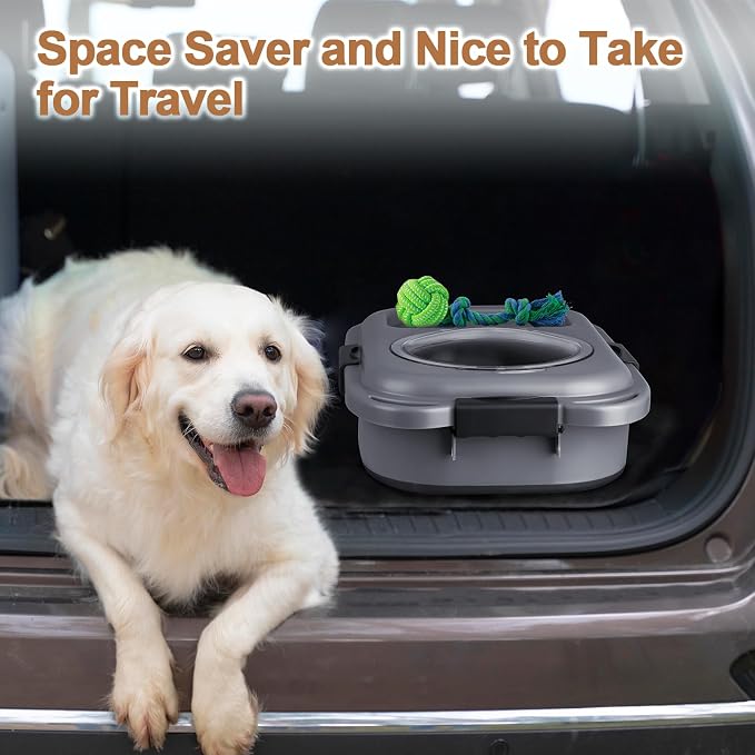Dog Food Storage Container, 10-20 lbs Airtight Collapsible Cat Food Storage Container with Attachable Wheels, Portable Handle, Dog Food Scoop for Dog Cat Bird Pet Dry Food Storage Bin Dark Grey