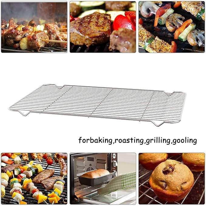 Stainless Steel Cooling Racks, Set of 3, 8.6L x 6.2W x 0.5H Inch, Wire Racks for Cooking, Baking, Roasting, Grilling, Dishwasher Safe