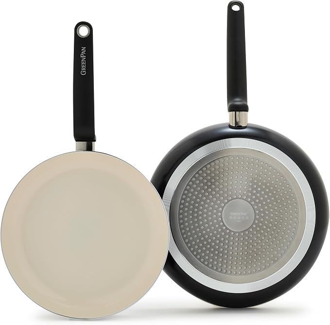GreenPan Rio Advanced 10" and 12" Frying Pan Skillet Set, Ceramic Nonstick PFAS-Free Pans, Induction Ready, Dishwasher and Oven Safe, Black