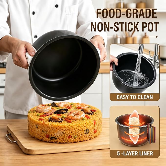 16L Large Commercial rice cooker (90-Cup Cooked), Electric Rice Cooker & Warmer for 65-75 People, 1550W Stainless Steel cooker, One-Touch Operation | Non-Stick Inner Pot | Auto Keep Warm