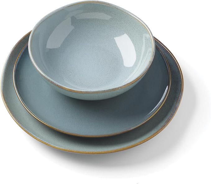 Oneida 897199 Organic Shades 12-Piece Dinnerware Set, Slate Blue