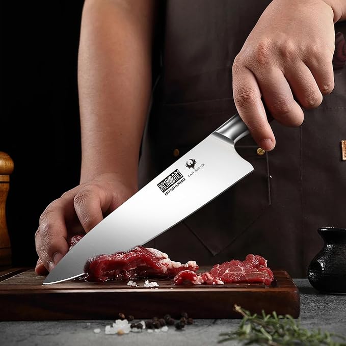 HOSHANHO 3PCS Kitchen Knife Set, Ultra Sharp Chef/Santoku/Paring Knives | Professional Japanese High Carbon Steel Cooking Knife Set with Ergonomic Wood Handle, Ideal Gift for Family and Restaurant