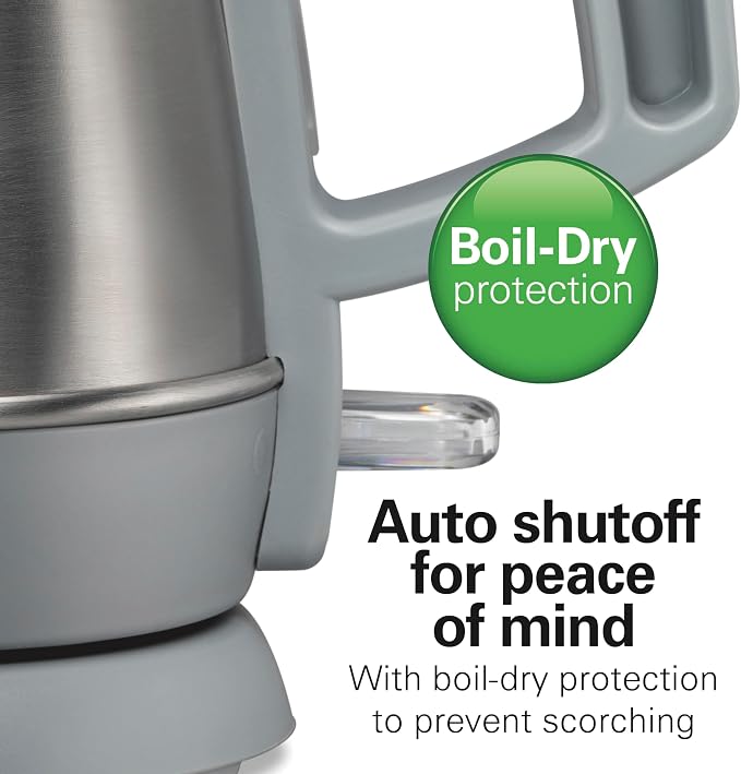 Hamilton Beach 1 Liter Electric Tea Kettle, Water Boiler & Heater | Fast Boiling 1500 Watts | BPA Free | Cordless Serving | Auto-Shutoff & Boil-Dry Protection | Cord Wrap | Stainless Steel
