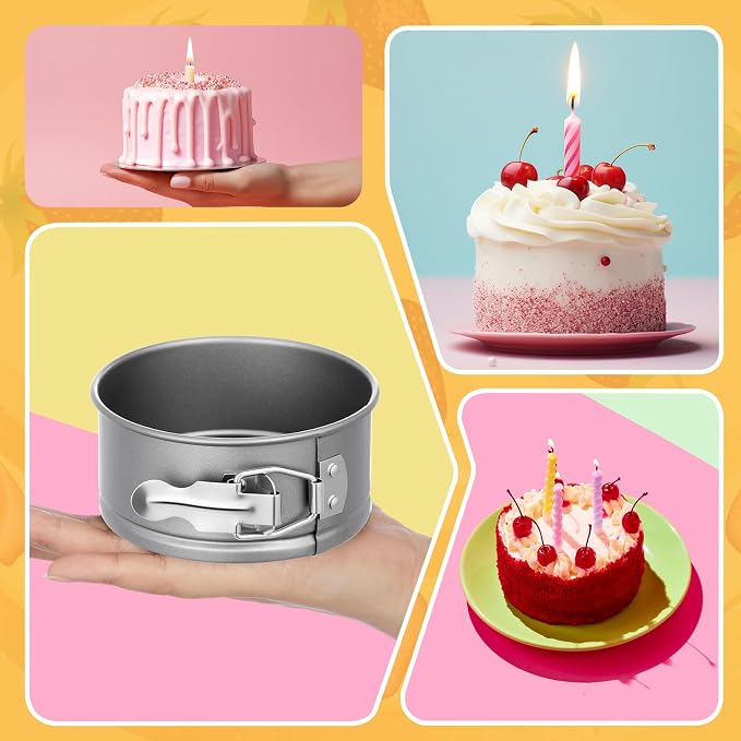 8 Pcs 4 Inch Springform Pan for Baking Mini Cheesecake Pans with Removable Bottom Nonstick Leakproof Round Cake Mold Spring Form Molds for Mini Cheesecake Pizza and Quiches (Grey)