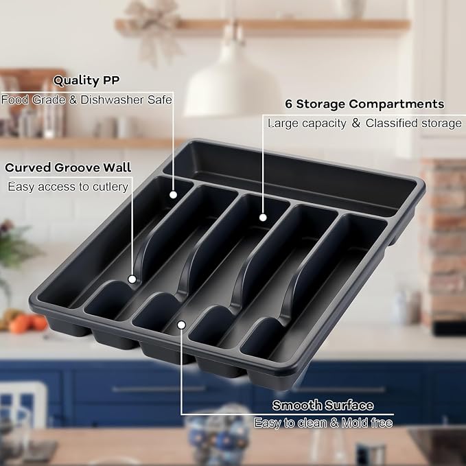 Pleafind 73-Piece Silverware Set with Organizer - Heavy Duty Stainless Steel Flatware Set Service for 12, Cutlery Utensil Sets with Steak Knives, Tableware Set for Home Restaurant, Dishwasher Safe