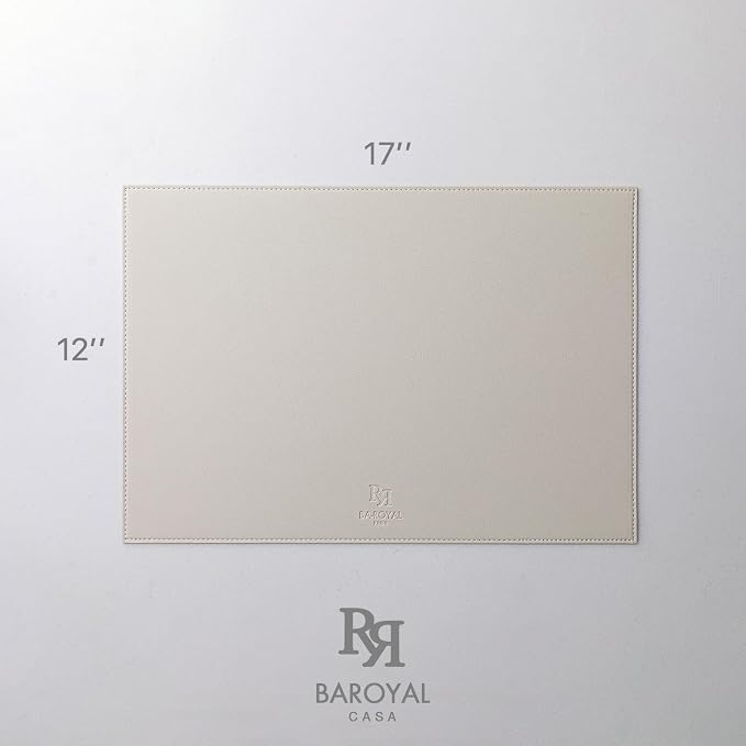 Baroyal Faux Leather Placemats Set of 4 Vinyl Washable Wipeable Table Mats for Kitchen Dining Table Heat Resistant Waterproof Modern Indoor/Outdoor Placemats Non-Slip Easy Clean Place Mats-Cream White