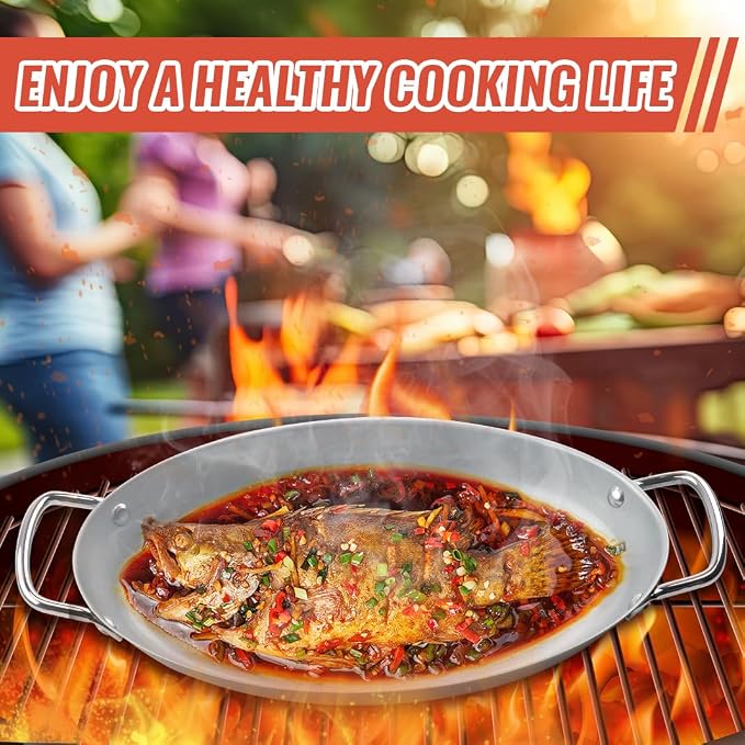 Grill Pan for Outdoor BBQ - 11" x 15" Topper With Handles, Trays for Grilling, Barbecue Tray