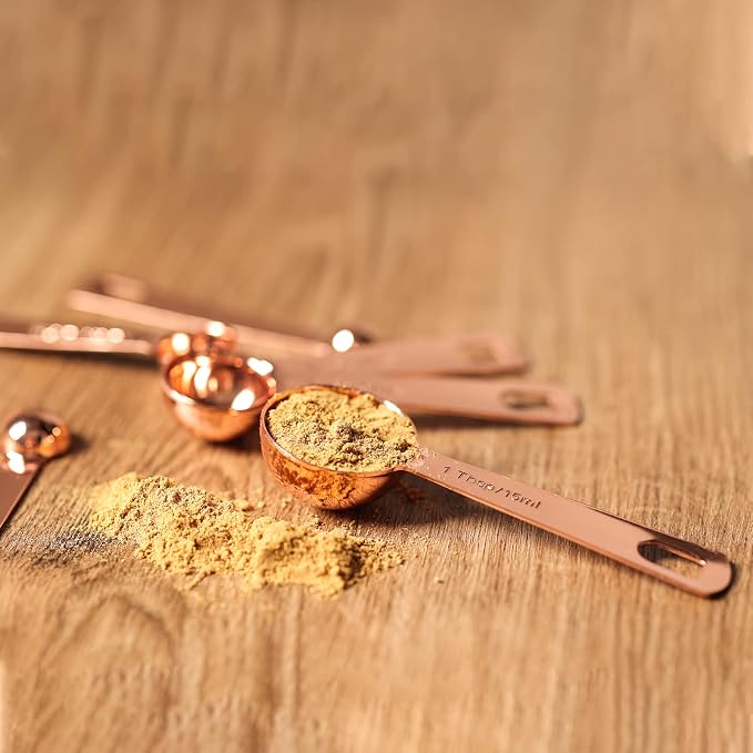Measuring Spoon Set of 6, Heavy Duty Stainless Steel, Rose Gold | Tablespoons Teaspoons Measuring Spoons, For Measuring Dry or Liquid Ingredients Spice, For Kitchen Baking Cooking
