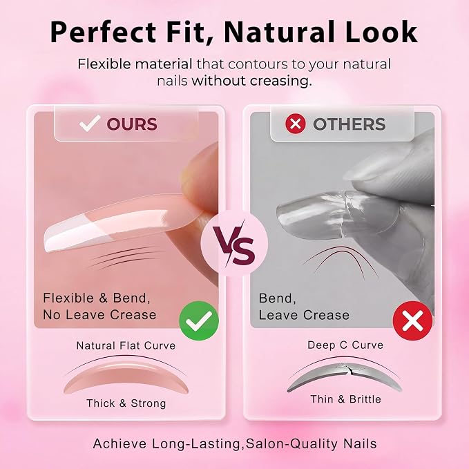 240pc Medium Square French Tip Press on Nails Nude Fake Nails with Tabs | Medium Nails Press ons Square Glue on Nails Acrylic Nails Stick False Nail Artificial Fingernail for Women Girls