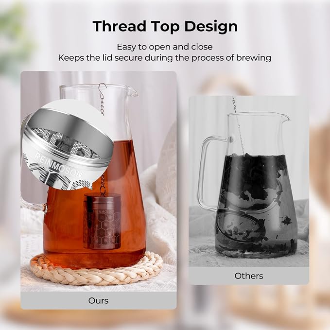 Extra Fine Mesh Tea Infuser for Loose Leaf Tea Steeper 1.5”x2.2” | 304 Stainless Steel Tea Strainers & Filters for Loose Tea, Updated Slim Threaded Lid Tea Ball for Mug, Cup, Teapot, Kettle