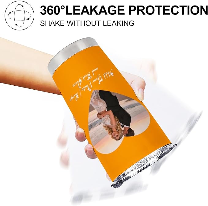 Personalized Tumbler Custom Vacuum Insulated Travel Mug Customizable Coffee Cup with Your Photos and Text Christmas Birthday Gift (2 Heart Photos+Text)