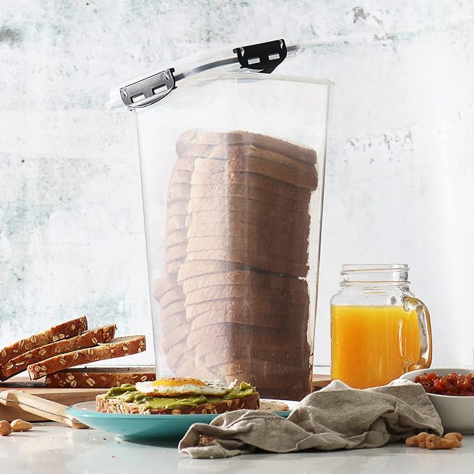 Tafura Bread Containers, 2 Pack, 5 L, Airtight BPA-Free Bread Boxes | Holds homemade loaves, store-bought bread, bagels, baguettes, and other baked favorites.