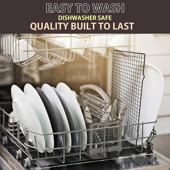 Cooling Rack for Cooking and Baking, 16" x 10" Wire Rack, Black | Thick Wire Rack, Oven & Dishwasher Safe, for Roasting, Grilling, Drying, Fits Half Sheet Pan