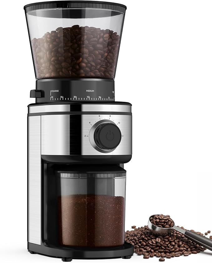 AYCHIRO Conical Burr Coffee Grinder Electric, Coffee Grinder with 30 Grind Settings, Adjustable Burr Mill Grinder for Home Use, 2-12 Cups for Espresso, Pour Over & French Press