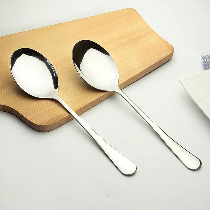 AOOSY Serving Spoons, 6 Pcs X-Large 9.8 In Stainless Steel Serving Spoon | Catering Spoons, Tablespoons for Buffet Banquet Flatware Kitchen Basics, Solid Serving Utensils