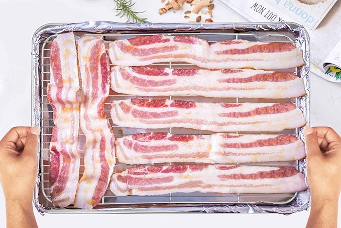 TeamFar Baking Sheet with Cooling Rack Set, 20 x 14 x 1 inch | Stainless Steel Large Cookie Sheet Pan and Baking Rack Set, Non Toxic & Heavy Duty, Mirror Finish & Dishwasher Safe